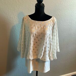 MSK Size Large flowy top cream with gold accents